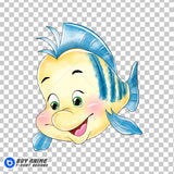Flounder The Little Mermaid Watercolor Clipart PNG Hand Drawn Illustration