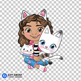 Gabby's Dollhouse Watercolor Clipart PNG Hand Drawn Illustration #3