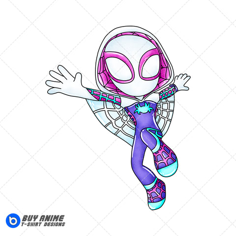 Ghost Spider Spidey and His Amazing Friends Watercolor Clipart PNG Hand Drawn Illustration