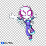 Ghost Spider Spidey and His Amazing Friends Watercolor Clipart PNG Hand Drawn Illustration