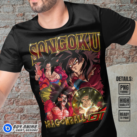 Goku SSJ4 Dragon Ball GT Anime Bootleg T-shirt Design