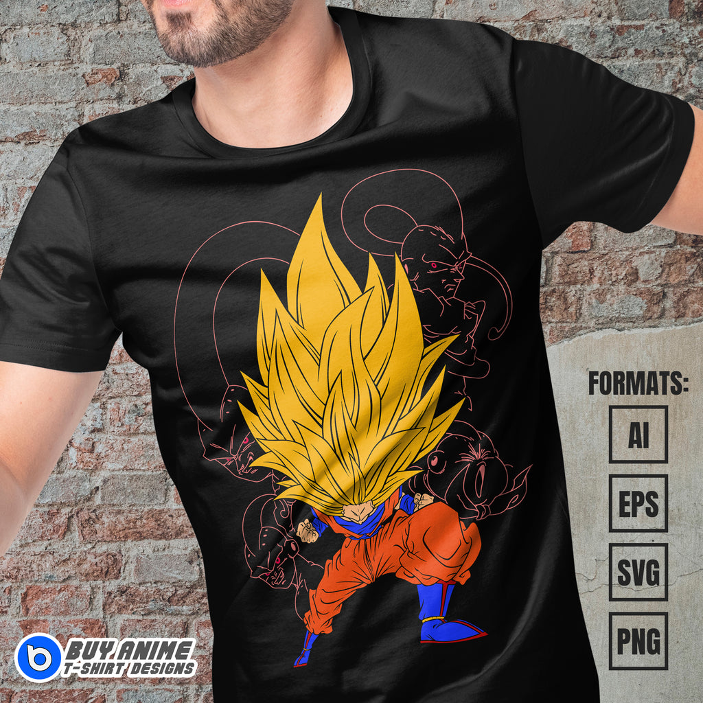 Goku Super Saiyan 3 Dragon Ball Vector T-shirt Design Template