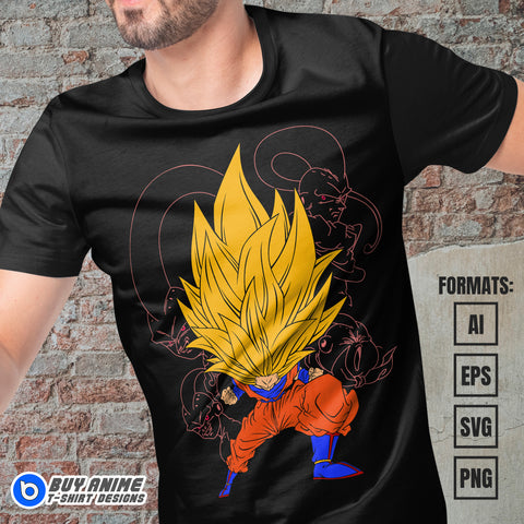 Goku Super Saiyan 3 Dragon Ball Vector T-shirt Design Template