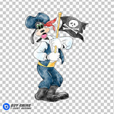 Goofy Pirate Watercolor Clipart PNG Hand Drawn Illustration