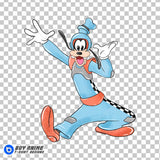 Goofy Racing Watercolor Clipart PNG Hand Drawn Illustration