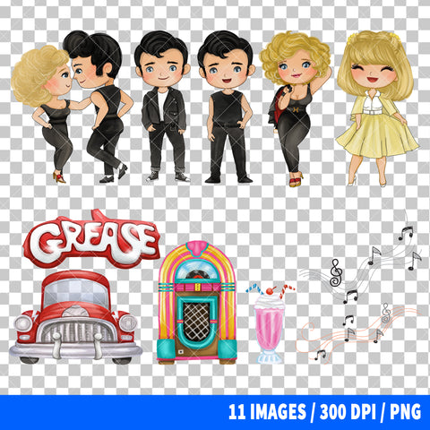Grease Clipart PNG Bundle