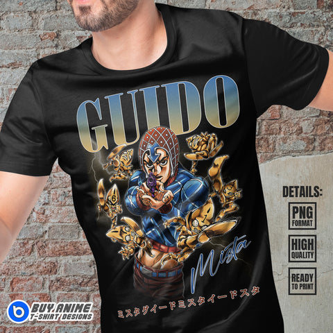 Guido Mista JoJos Bizarre Adventure Anime Bootleg T-shirt Design