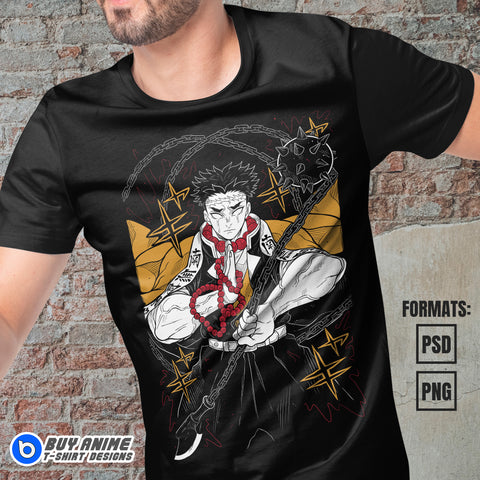 Gyomei Demon Slayer Anime Vector T-shirt Design Template