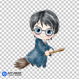 Harry Potter Watercolor Clipart PNG Hand Drawn Illustration #2
