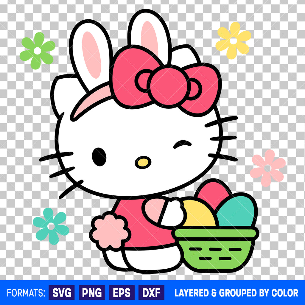 Hello Kitty Easter SVG Cut File for Cricut and Silhouette #3