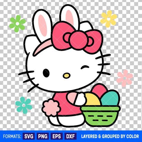 Hello Kitty Easter SVG Cut File for Cricut and Silhouette #3