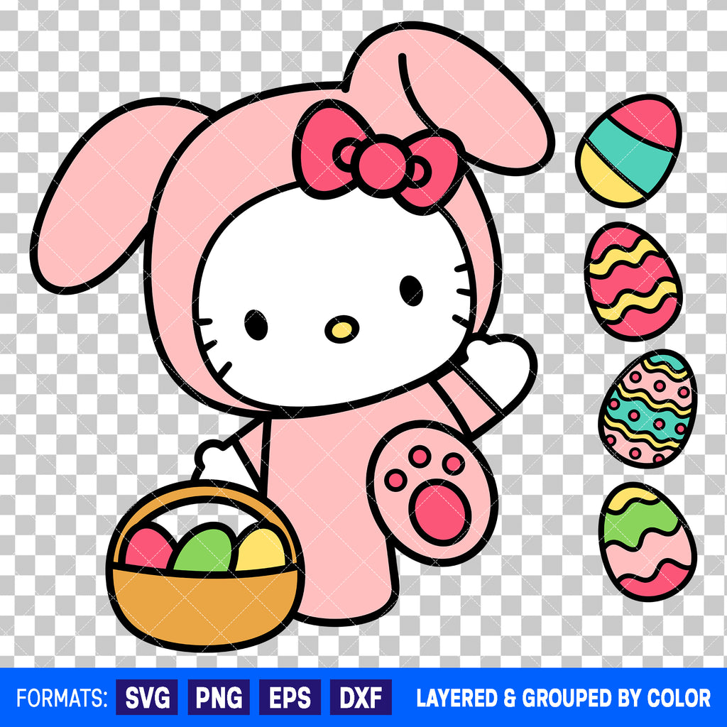 Hello Kitty Easter SVG Cut File for Cricut and Silhouette