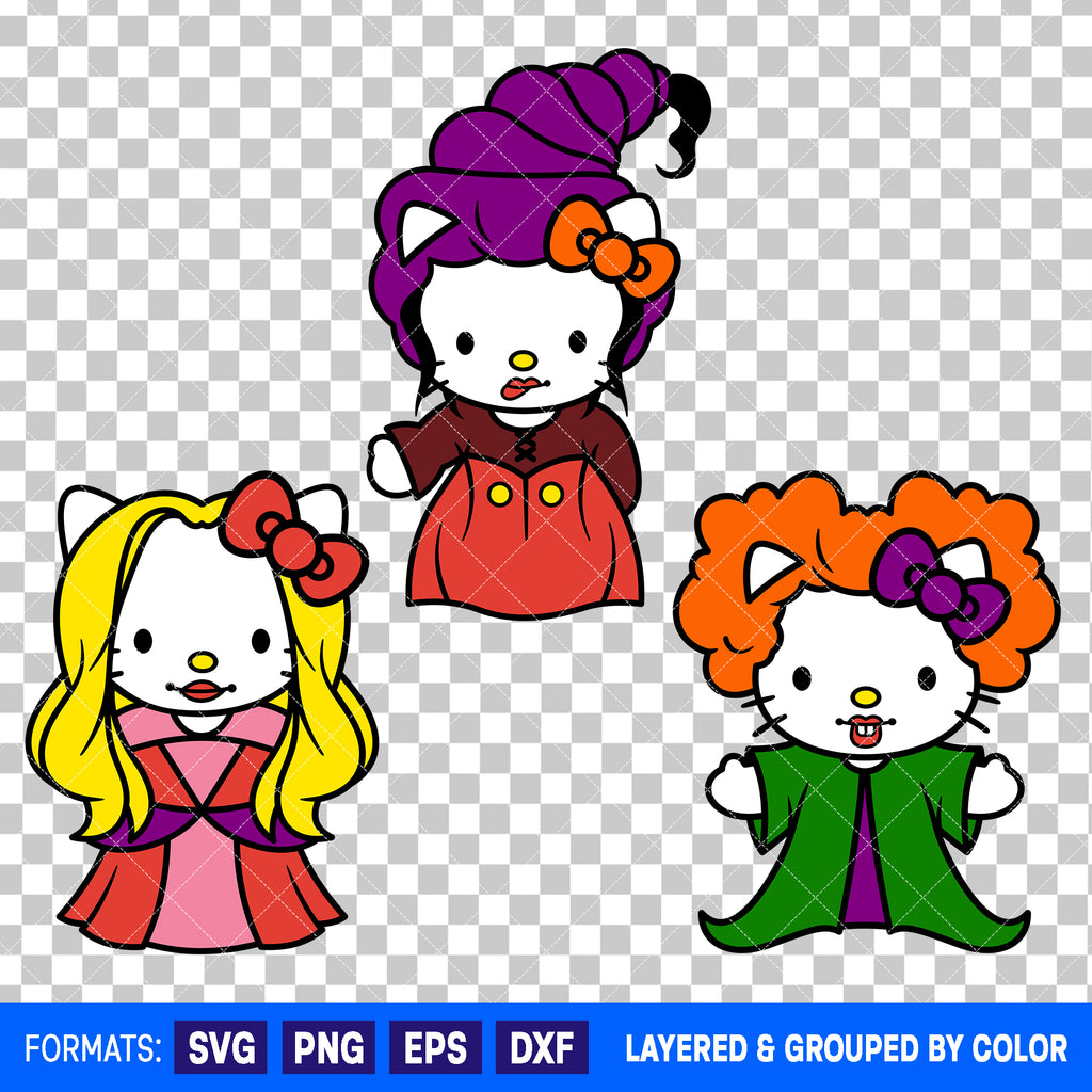 Hello Kitty x Hocus Pocus Halloween Bundle SVG Cut Files for Cricut and Silhouette