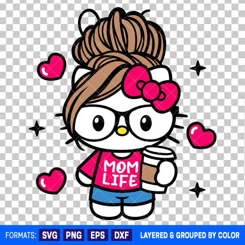 Hello Kitty Mom Life SVG Cut File for Cricut and Silhouette