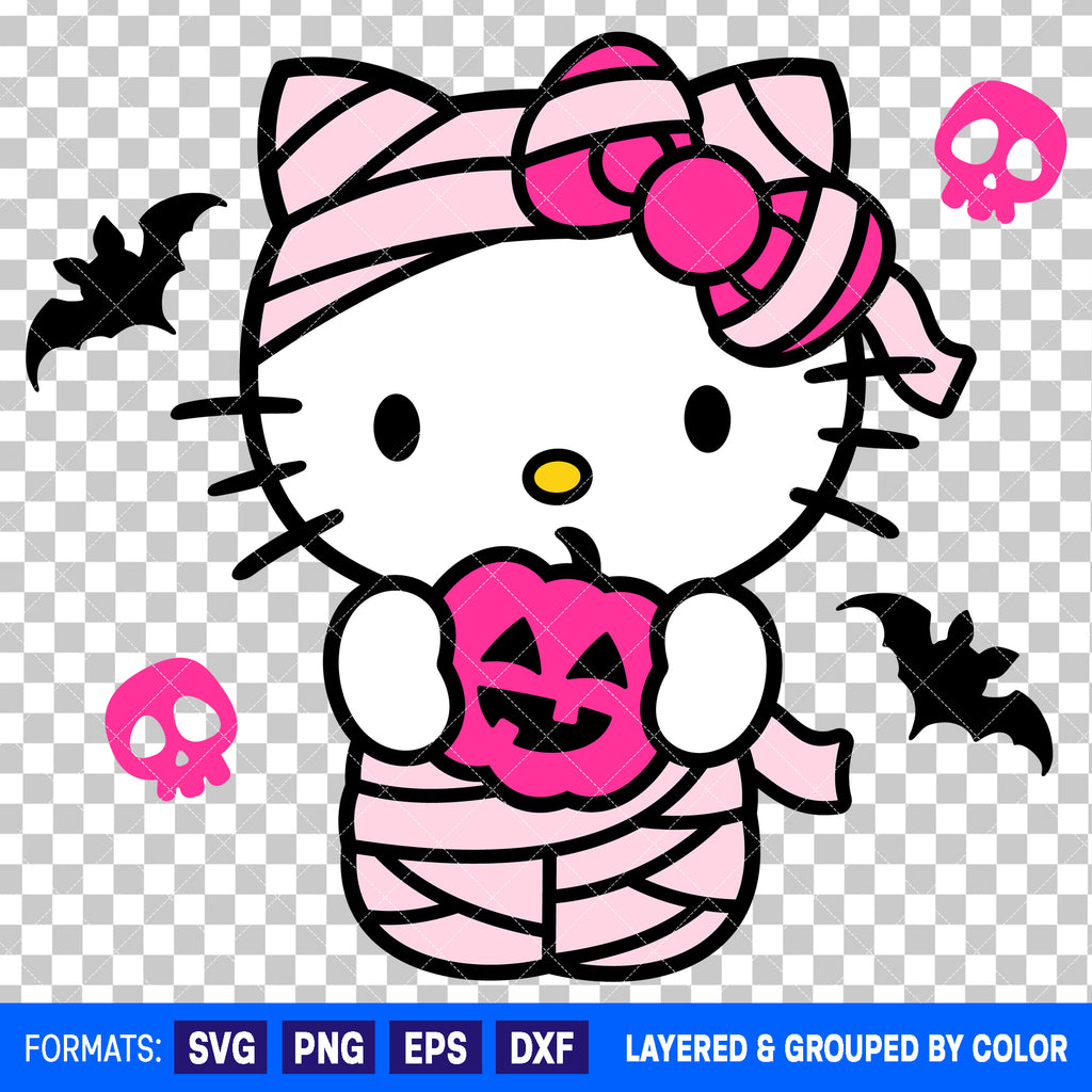 Hello Kitty Mummy Halloween SVG Cut File for Cricut and Silhouette #2