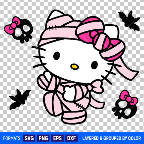 Hello Kitty Mummy Halloween SVG Cut File for Cricut and Silhouette