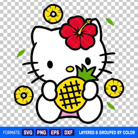 Hello Kitty Pineapple Summer SVG Cut File for Cricut and Silhouette