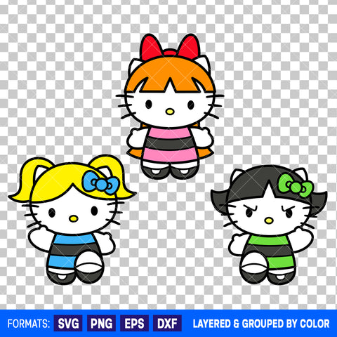 Hello Kitty x Powerpuff Girls Bundle SVG Cut Files for Cricut and Silhouette