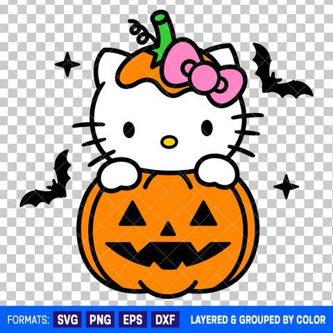 Hello Kitty Pumpkin Halloween SVG Cut File for Cricut and Silhouette