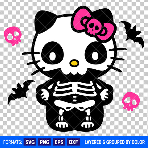 Hello Kitty Skeleton Halloween SVG Cut File for Cricut and Silhouette