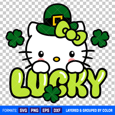 Hello Kitty St Patrick's Day SVG Cut File for Cricut and Silhouette #2