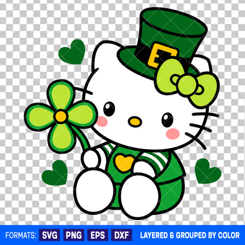 Hello Kitty St Patrick's Day SVG Cut File for Cricut and Silhouette