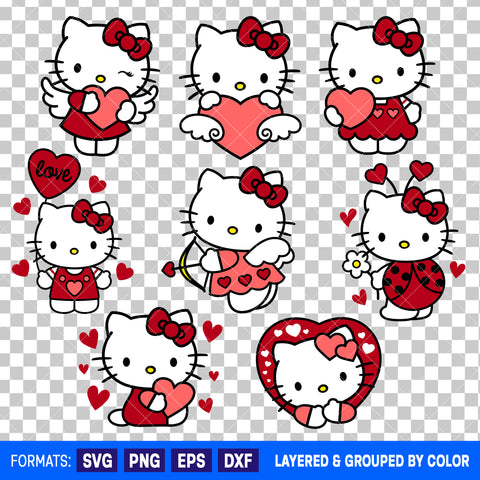 Hello Kitty Valentines Day Bundle SVG Cut Files for Cricut and Silhouette