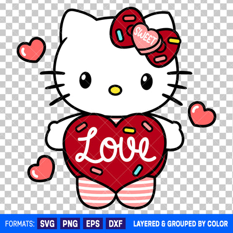 Hello Kitty Valentines Day SVG Cut File for Cricut and Silhouette #2