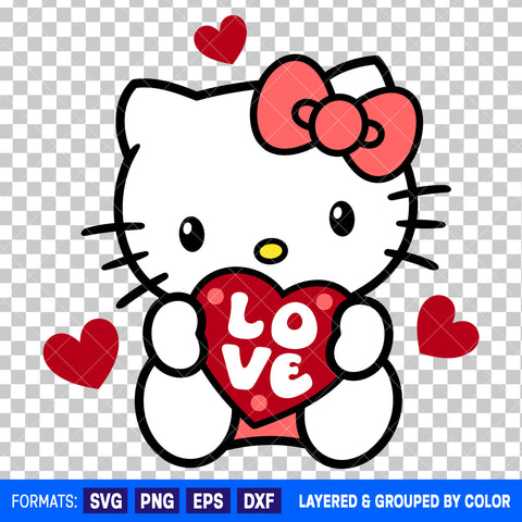Hello Kitty Valentines Day SVG Cut File for Cricut and Silhouette #3