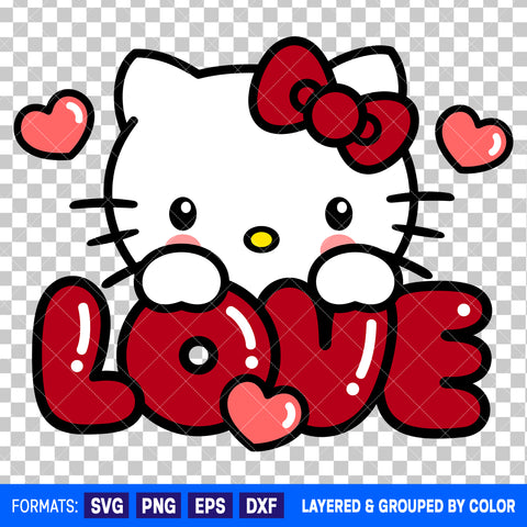 Hello Kitty Valentines Day SVG Cut File for Cricut and Silhouette