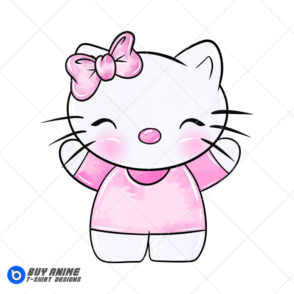 Hello Kitty Watercolor Clipart PNG Hand Drawn Illustration #2