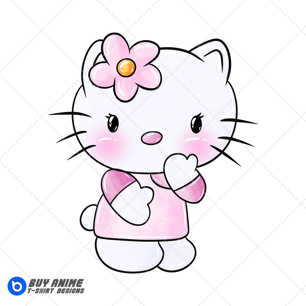 Hello Kitty Watercolor Clipart PNG Hand Drawn Illustration #7