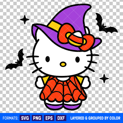 Hello Kitty Witch Halloween SVG Cut File for Cricut and Silhouette