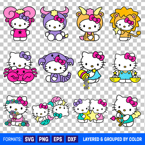 Hello Kitty Zodiac Bundle SVG Cut Files for Cricut and Silhouette