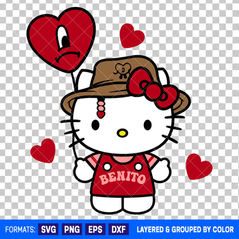 Hello Kitty x Bad Bunny Valentines Day SVG Cut File for Cricut and Silhouette