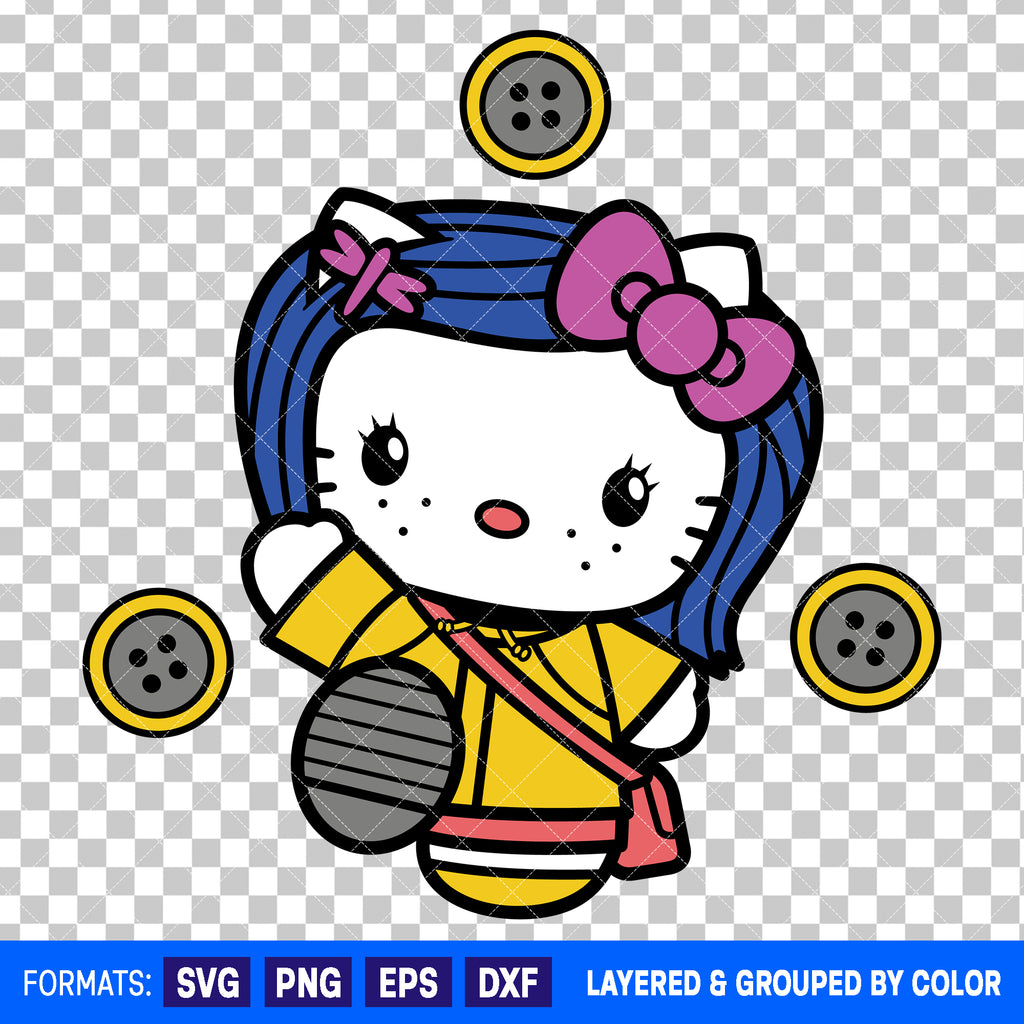 Hello Kitty x Coraline Halloween SVG Cut File for Cricut and Silhouette