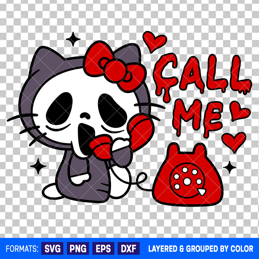 Hello Kitty x Scream Halloween SVG Cut File for Cricut and Silhouette