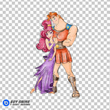 Hercules and Megara Watercolor Clipart PNG Hand Drawn Illustration