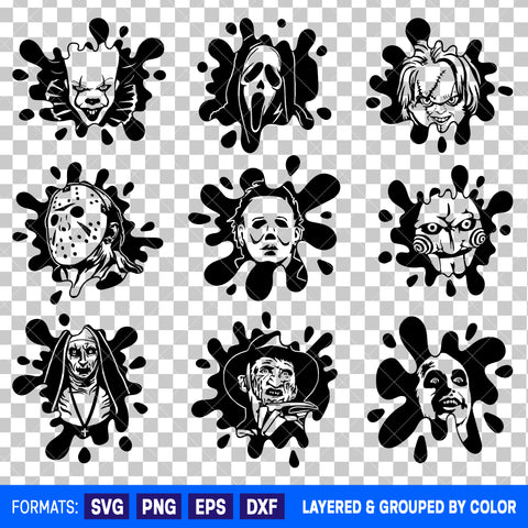 Horror Characters Halloween Bundle SVG Cut Files for Cricut and Silhouette