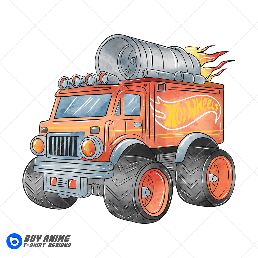 Hot Wheels Watercolor Clipart PNG Hand Drawn Illustration #5