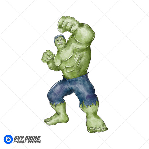 Hulk Watercolor Clipart PNG Hand Drawn Illustration #2