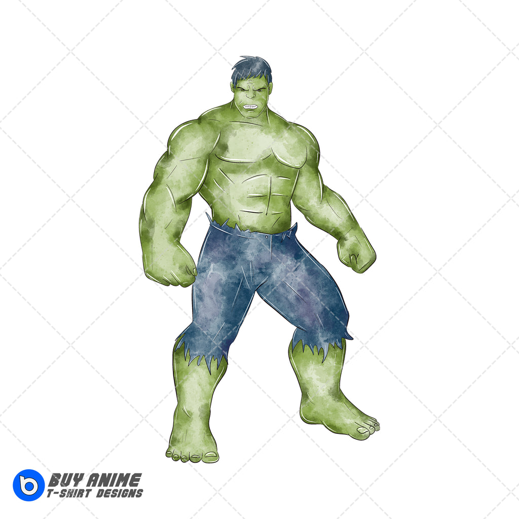 Hulk Watercolor Clipart PNG Hand Drawn Illustration #3