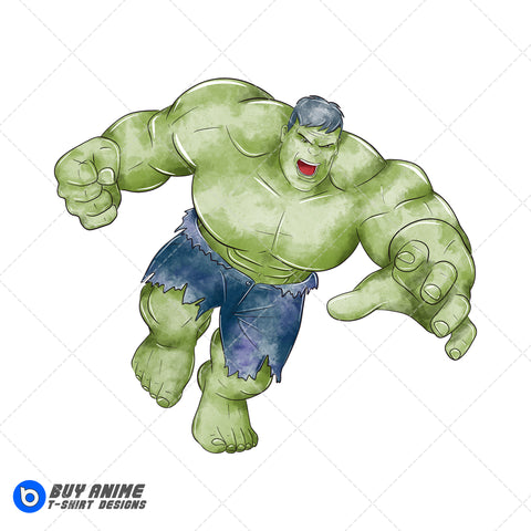 Hulk Watercolor Clipart PNG Hand Drawn Illustration #4