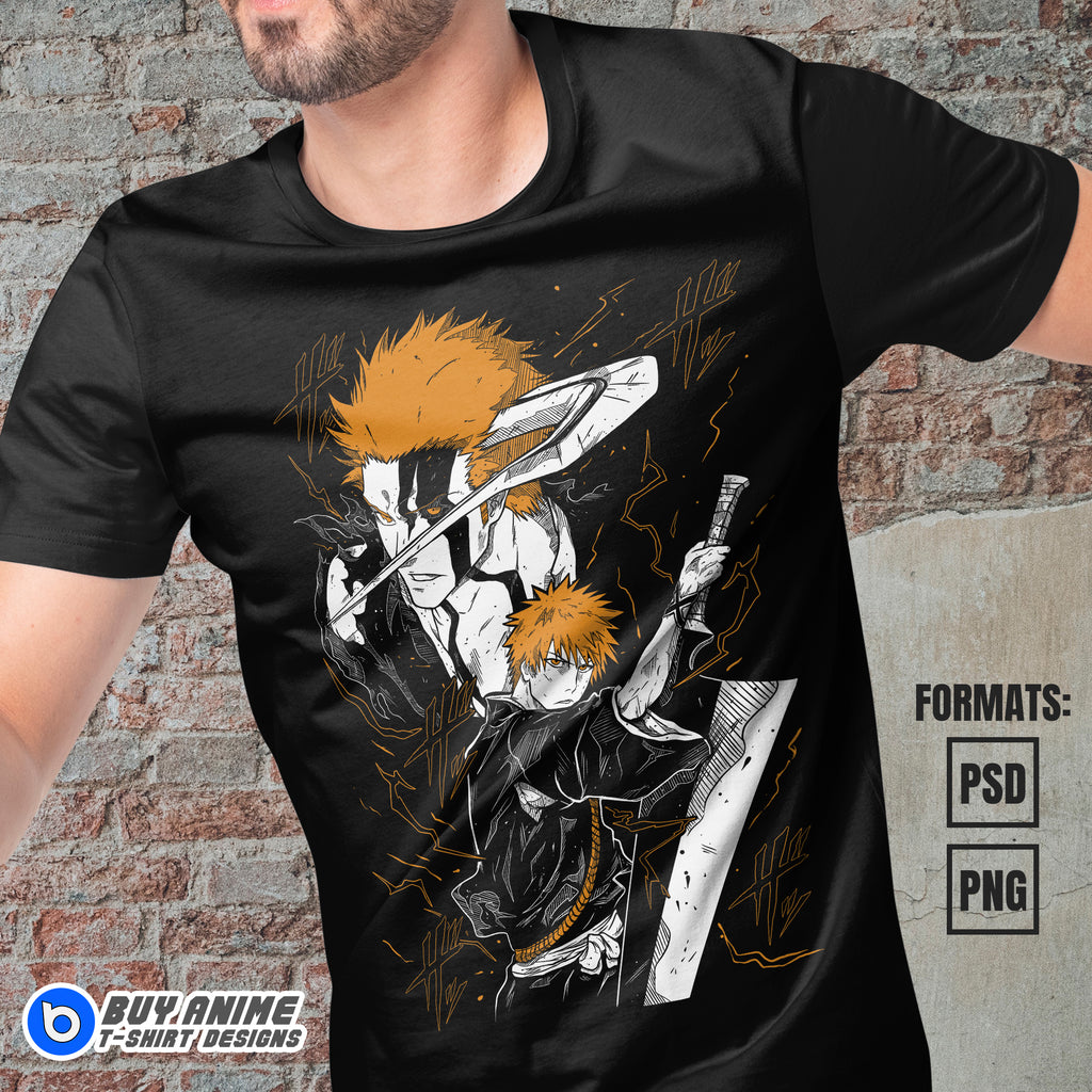 Ichigo Kurosaki Bleach Anime Vector T-shirt Design Template