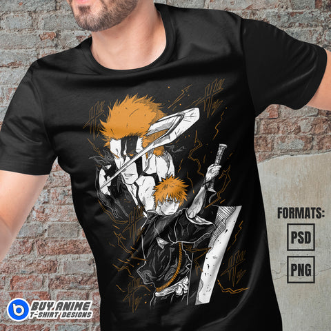 Ichigo Kurosaki Bleach Anime Vector T-shirt Design Template