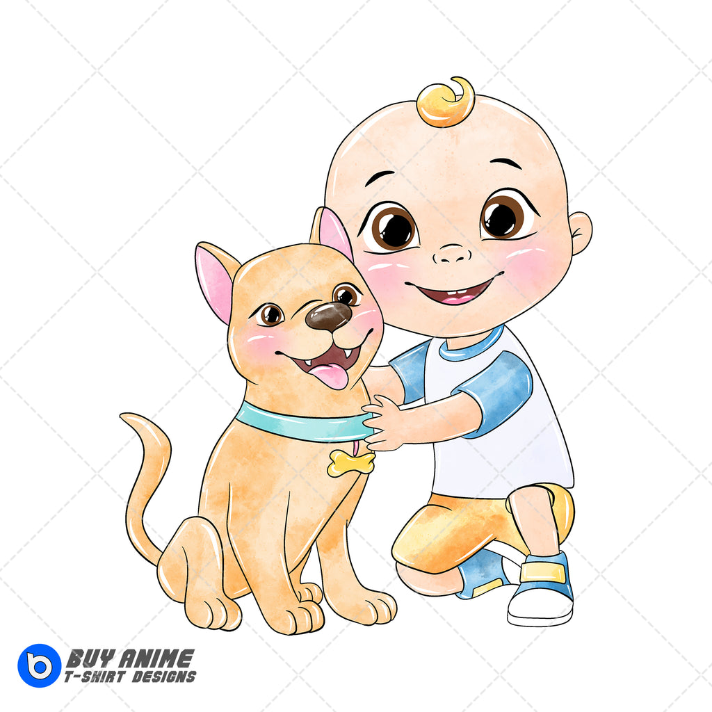 JJ and Bingo Cocomelon Watercolor Clipart PNG Hand Drawn Illustration