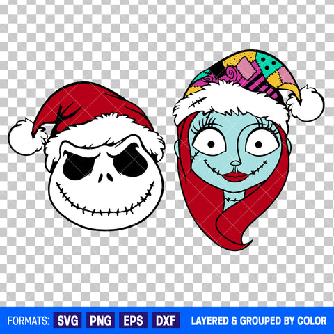 Jack And Sally Christmas Bundle SVG Cut Files for Cricut and Silhouette