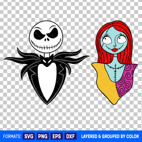 Jack And Sally Halloween Bundle SVG Cut Files for Cricut and Silhouette