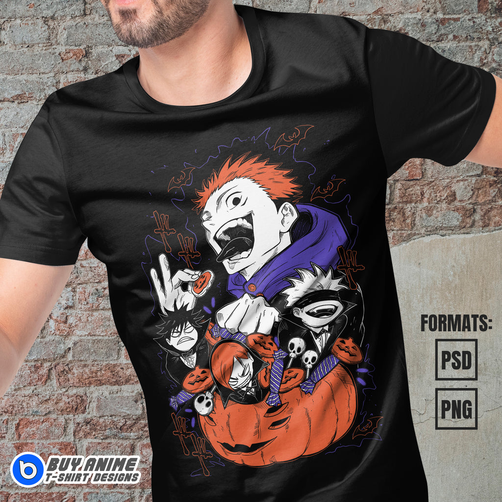 Jujutsu Kaisen Halloween Anime Vector T-shirt Design Template