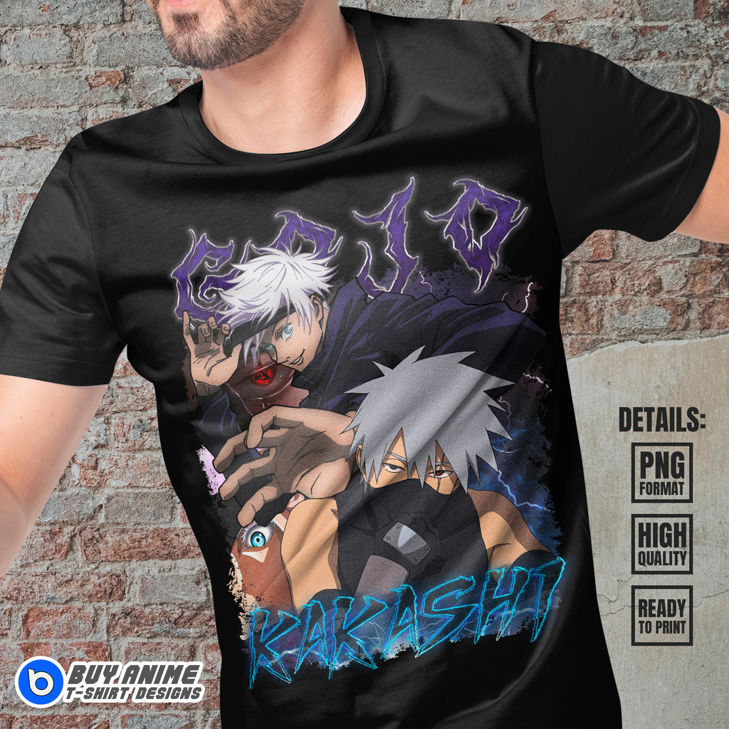 Kakashi x Gojo Anime Bootleg T-shirt Design
